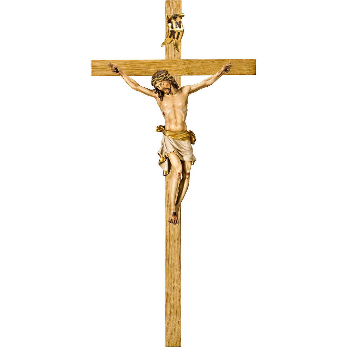 Cristo Pisa en cruz de roble